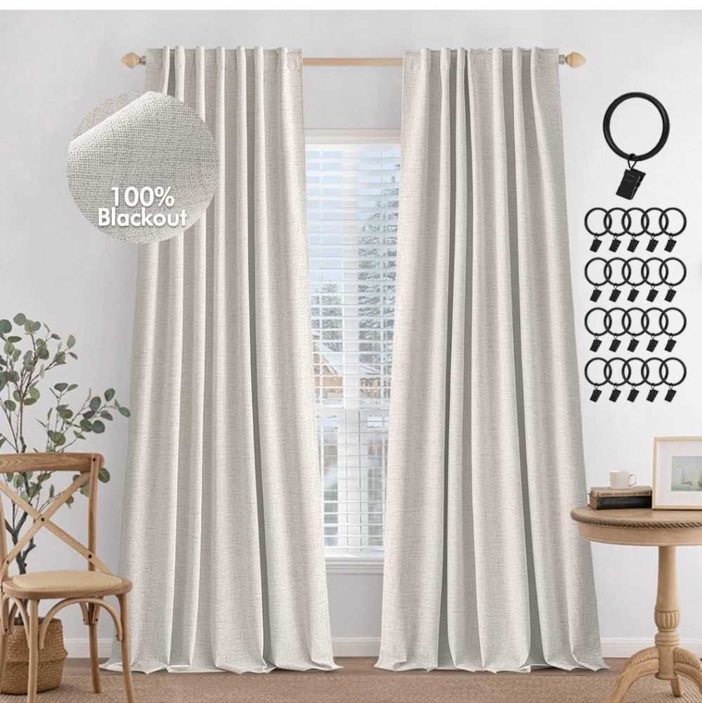 Blackout Curtains 2 Panel Grey Beige
